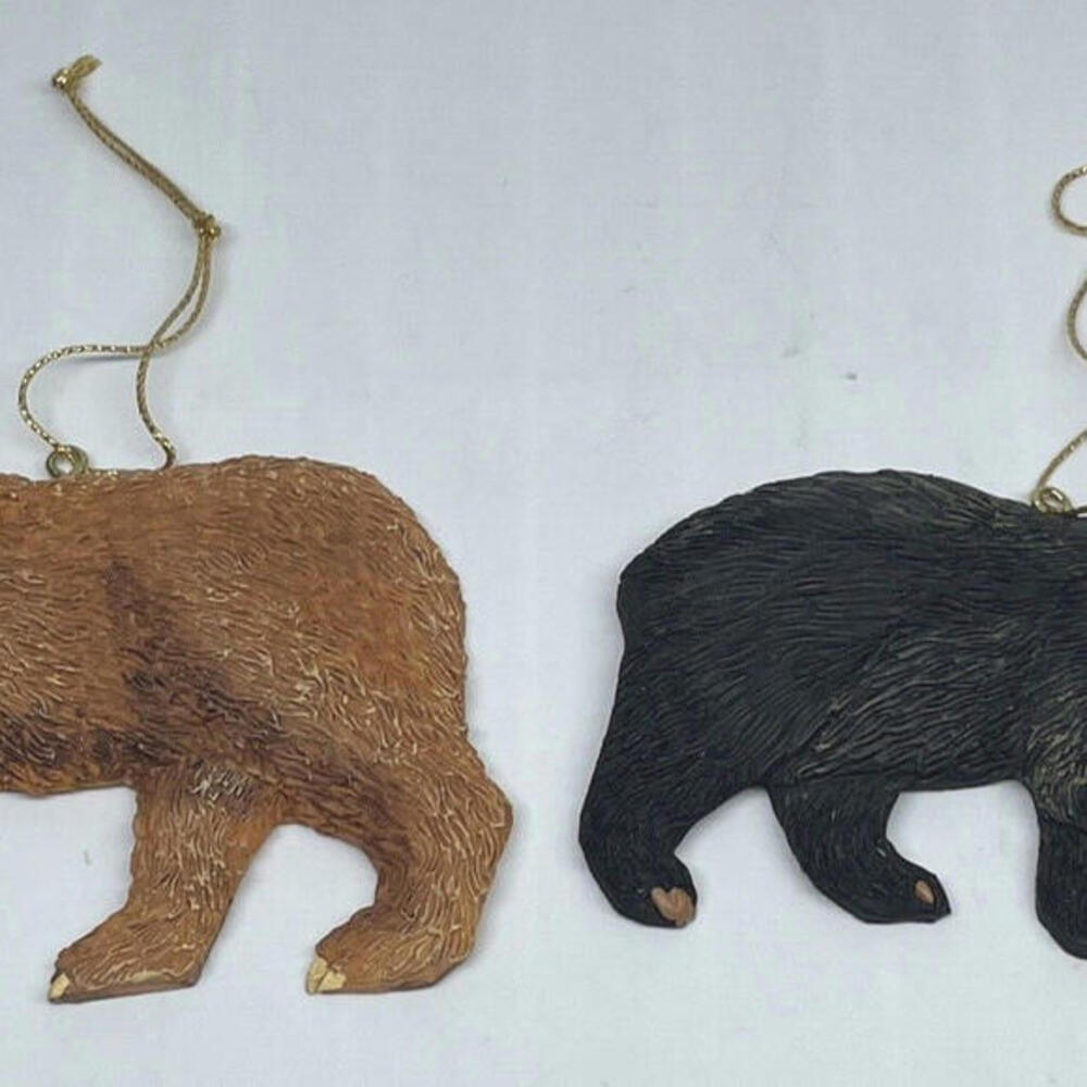 Black and Brown Bears KURT ADLER Christmas Ornaments Resin Set of 2‎